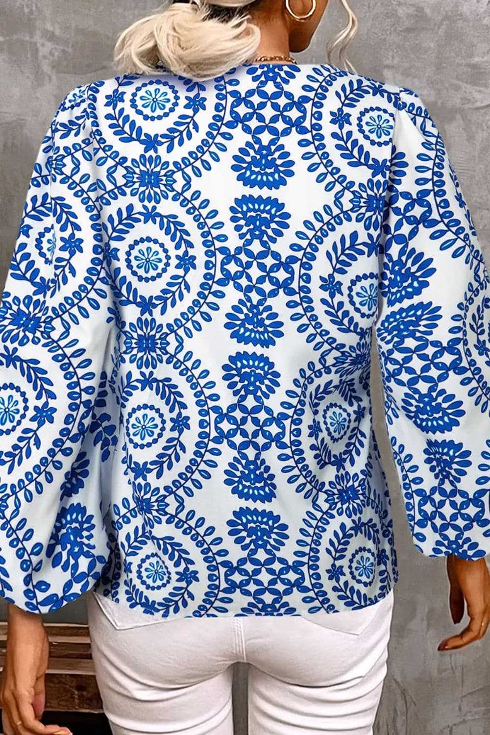 Chic notched long sleeve blouse - Love Salve